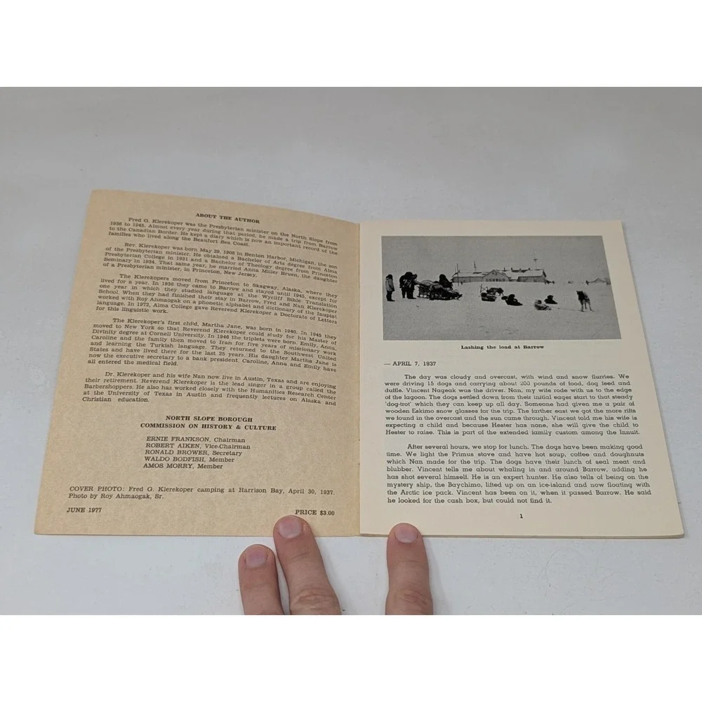 Dogsled Barrow Alaska History Book 1937 Fred Klerekoper Inuit Eskimo VTG Antique